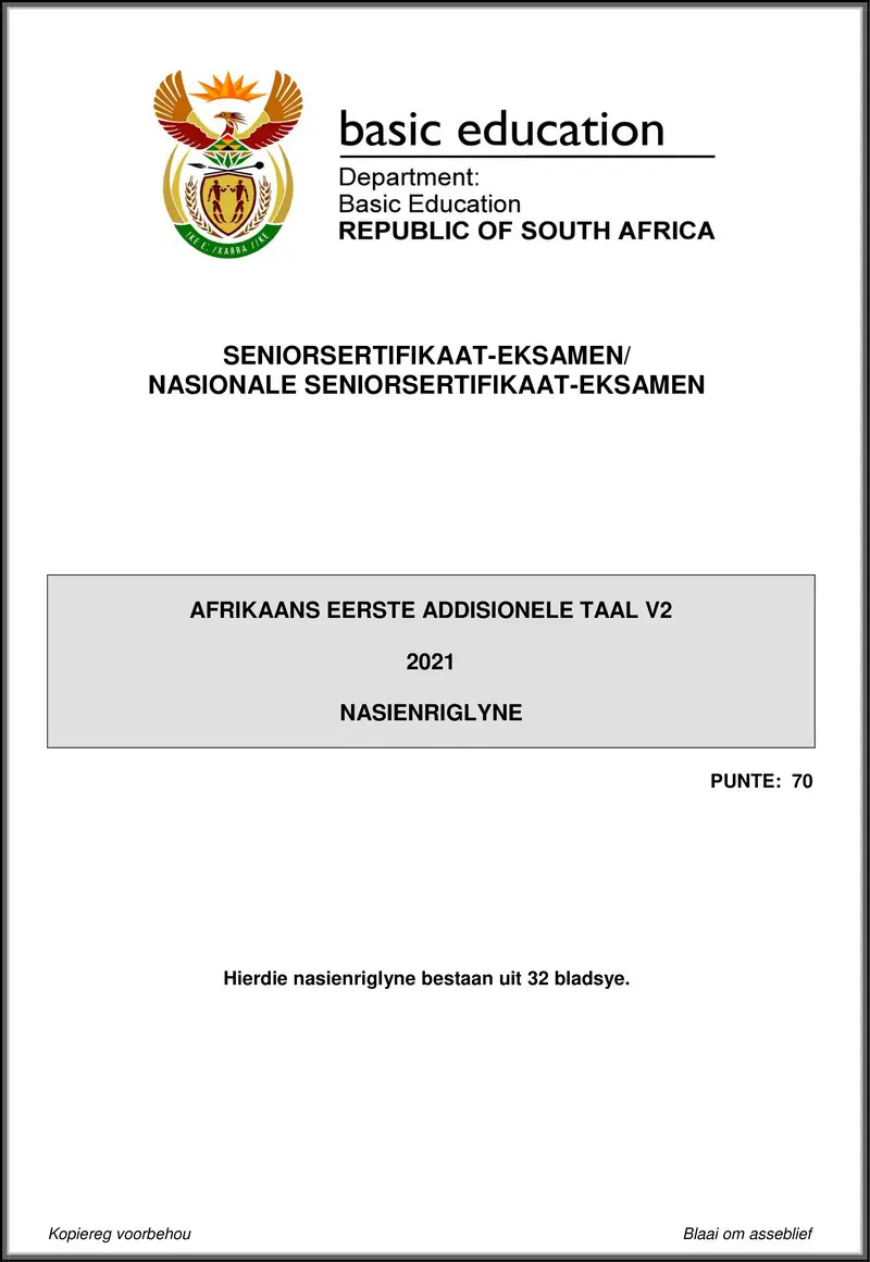 Grade 12 Afrikaans past paper 2021 – afrikaans fal p2 may june 2021 mg gr12