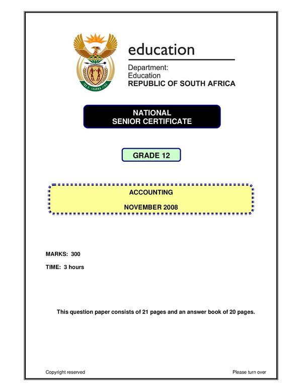 Grade 12 English past paper 2004 – Acconting (English) gr12
