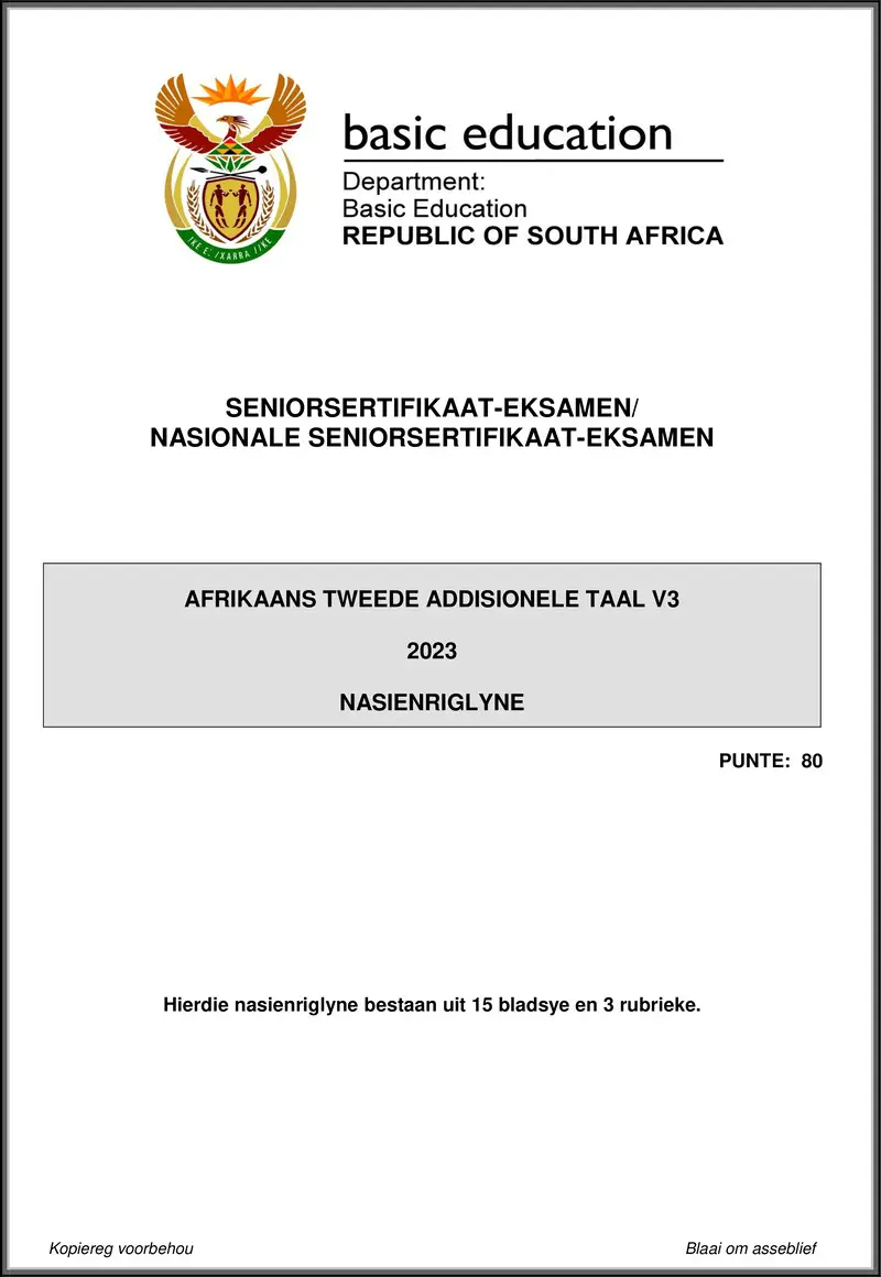 Grade 12 Afrikaans past paper 2023 – afrikaans sal p3 may june 2023 mg gr12