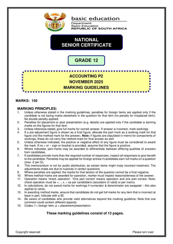 Grade 12 English past paper 2025 – Memo 2 (English) gr12