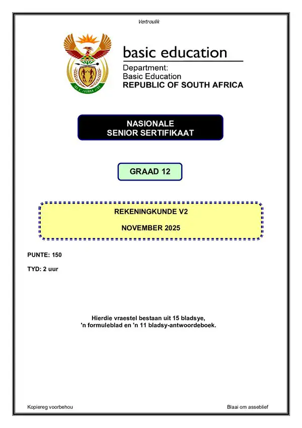 Grade 12 Afrikaans past paper 2025 – Paper 2 (Afrikaans) gr12
