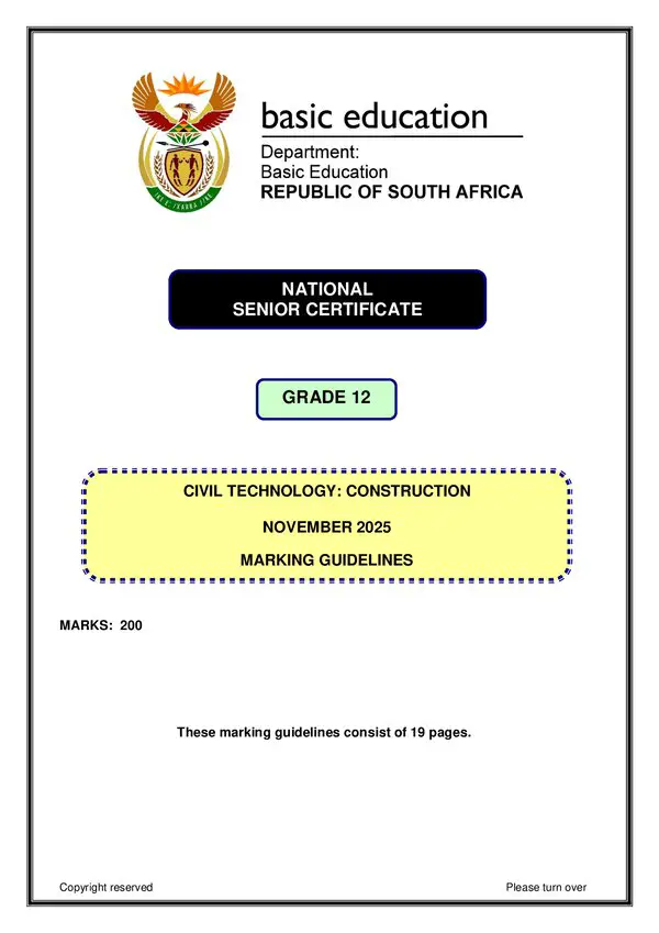 Grade 12 English past paper 2025 – Construction Memo 1 (English) gr12