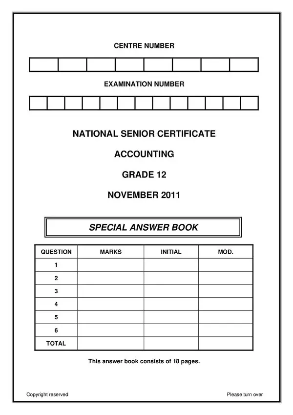 Grade 12 English past paper 2010 – Paper 1 Answer Book (English) gr12