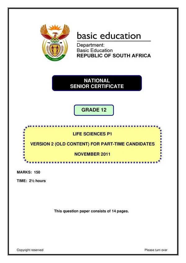Grade 12 English past paper 2011 – Paper 1 Version 2 (English) gr12