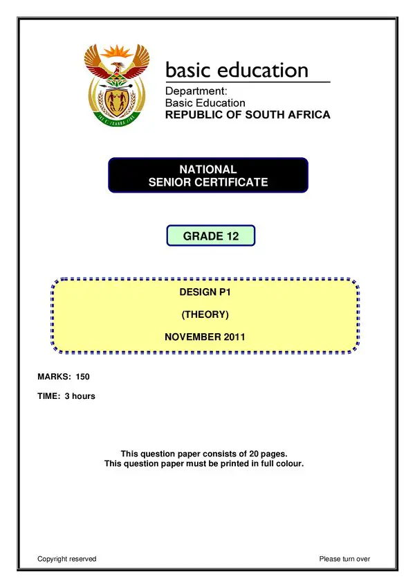 Grade 12 English past paper 2008 – Design Paper 1 (English)