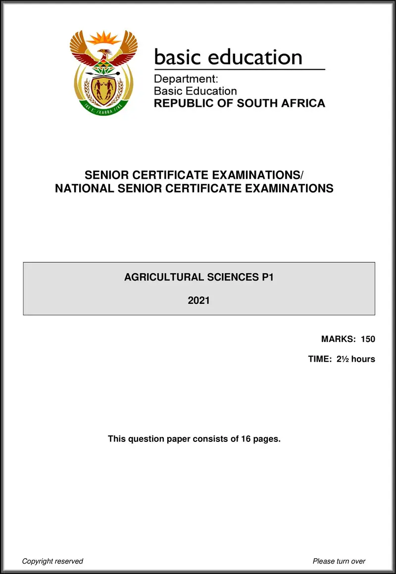 Grade 12 Agricultural Sciences past paper 2021 – agricultural sciences p1 may june 2021 eng gr12
