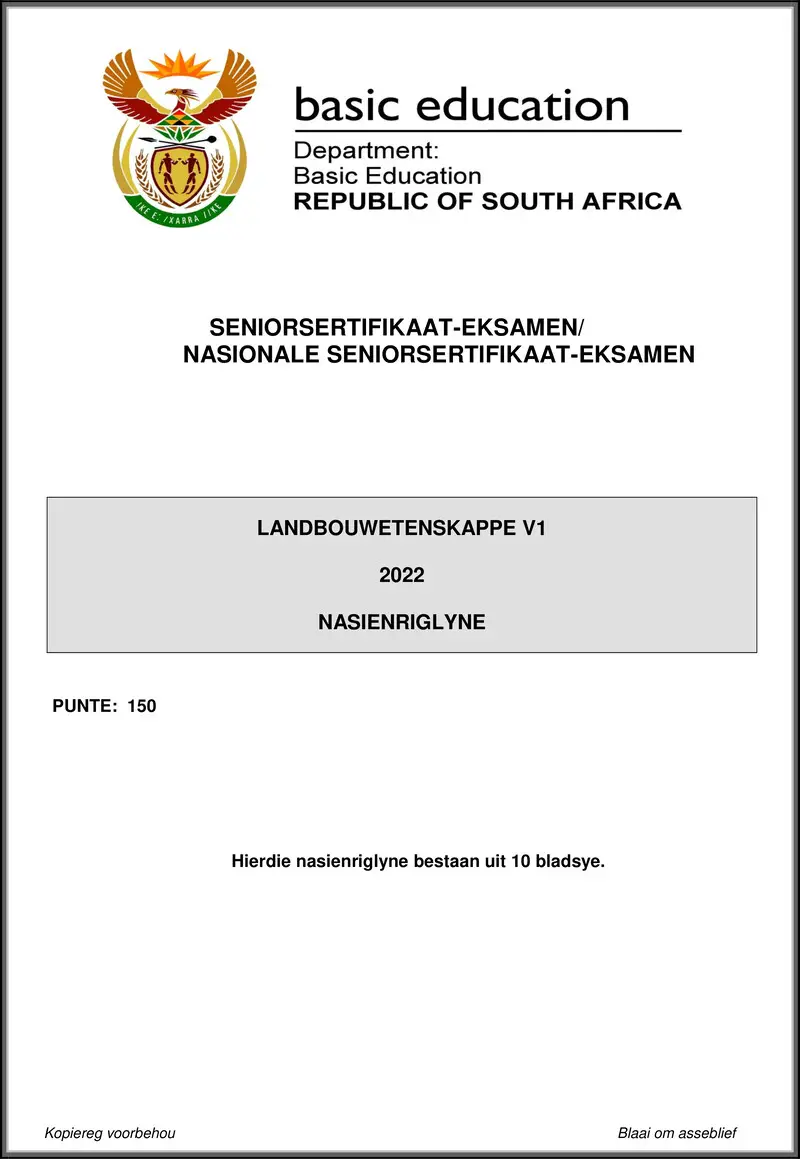 Grade 12 Agricultural Sciences past paper 2022 – agricultural sciences p1 may june 2022 mg afr gr12