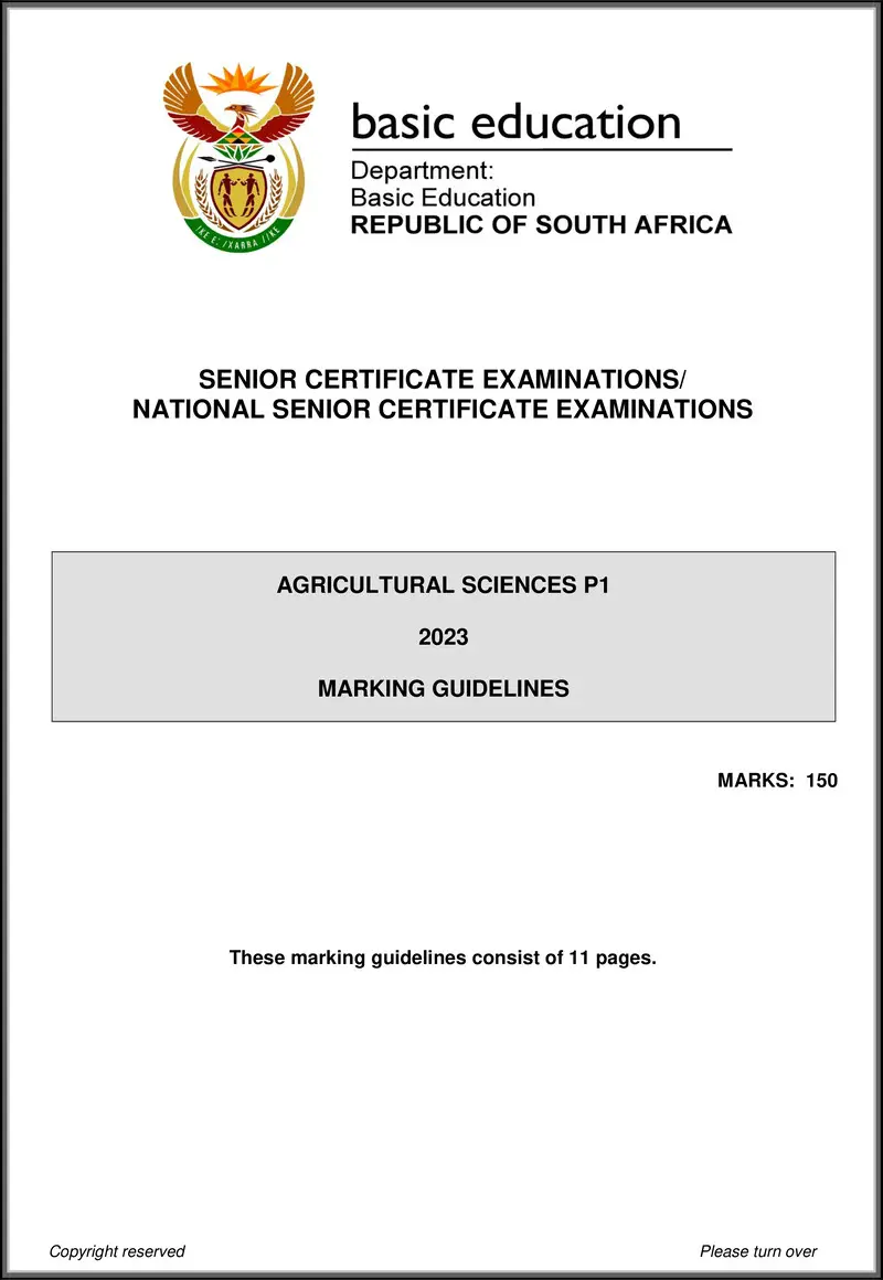 Grade 12 Agricultural Sciences past paper 2023 – agricultural sciences p1 may june 2023 mg eng gr12
