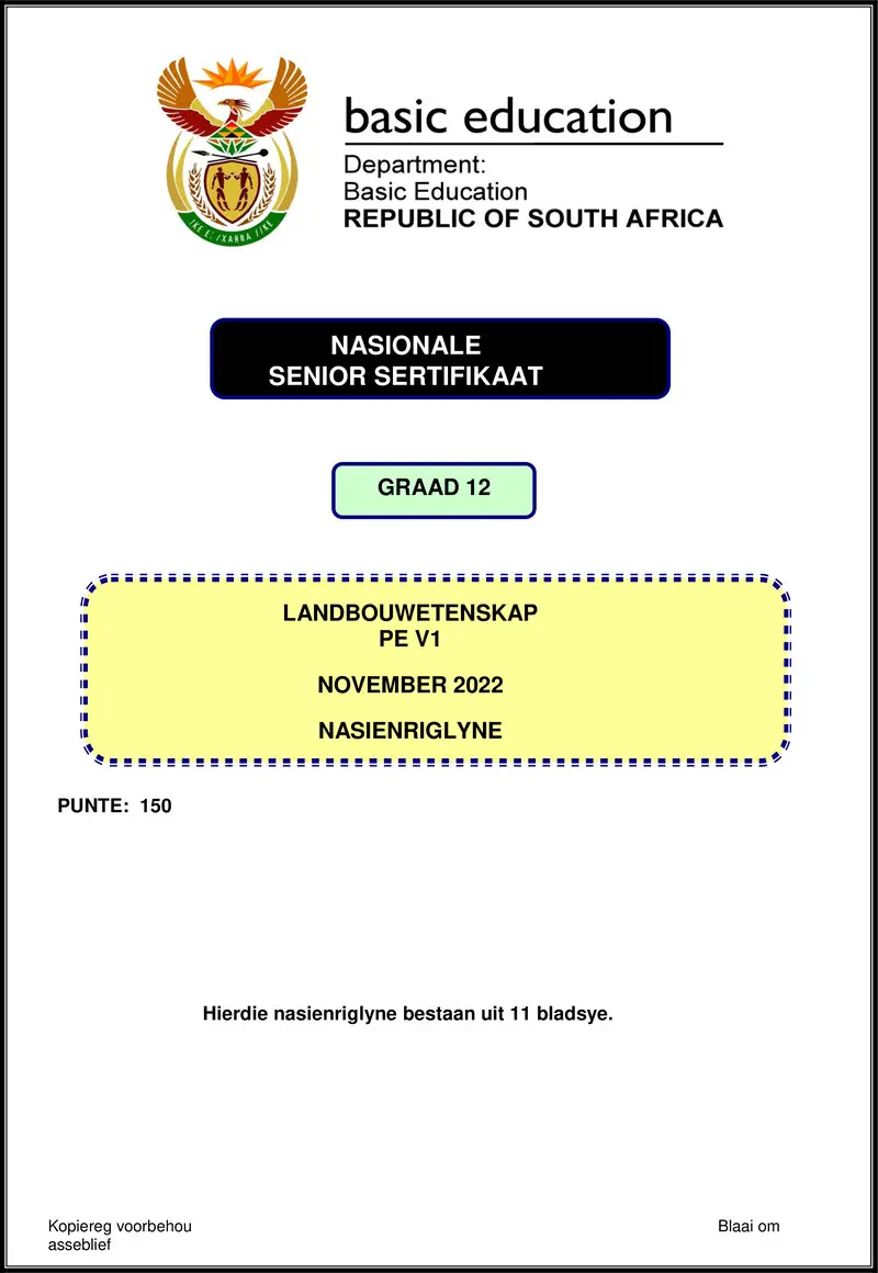 Grade 12 Agricultural Sciences past paper 2022 – agricultural sciences p1 nov 2022 mg afr gr12