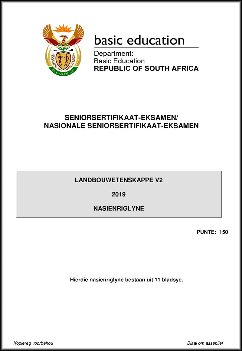 Grade 12 Agricultural Sciences past paper 2019 – agricultural sciences p2 may june 2019 memo afr gr12