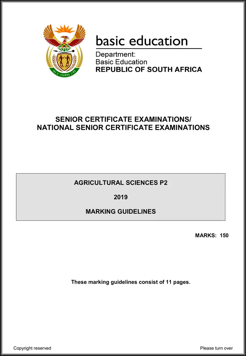 Grade 12 Agricultural Sciences past paper 2019 – agricultural sciences p2 may june 2019 memo eng gr12