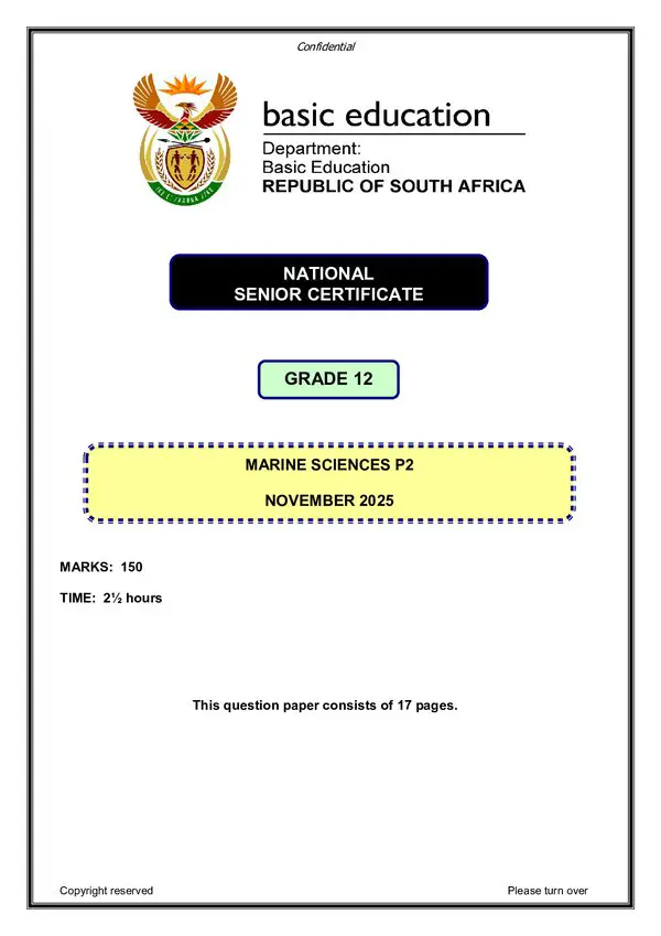 Grade 12 English past paper 2025 – Marine Sciences Paper 2 (English)