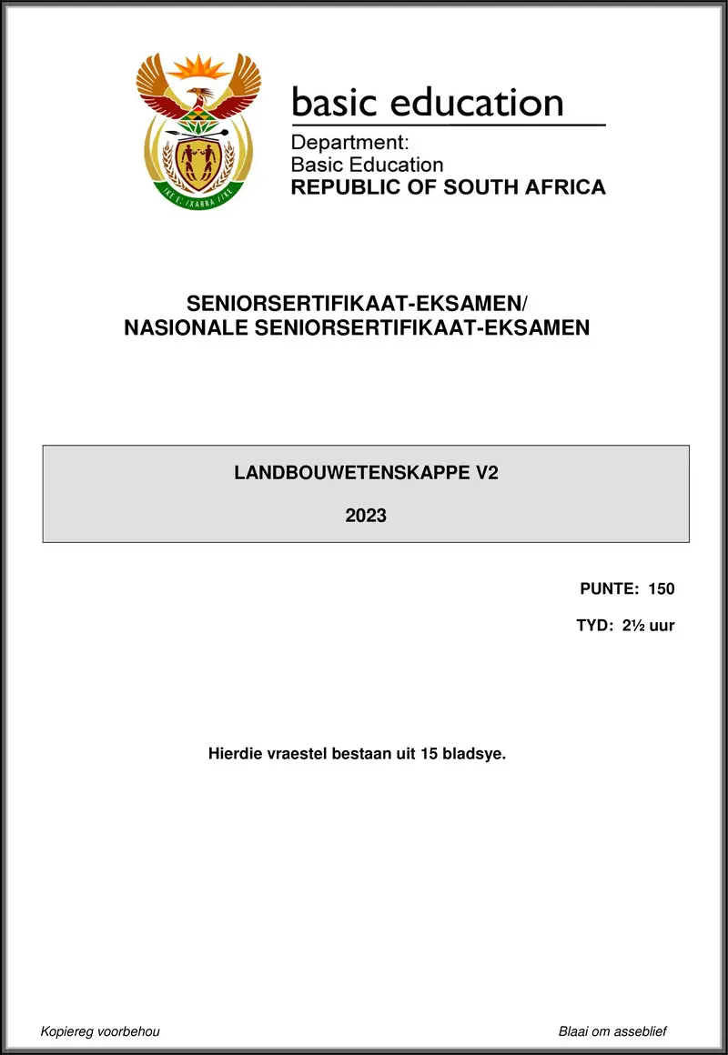 Grade 12 Agricultural Sciences past paper 2023 – agricultural sciences p2 may june 2023 afr gr12