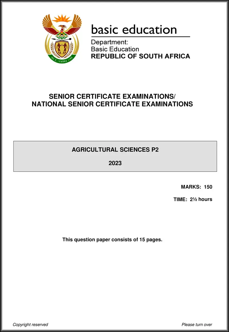 Grade 12 Agricultural Sciences past paper 2023 – agricultural sciences p2 may june 2023 eng gr12