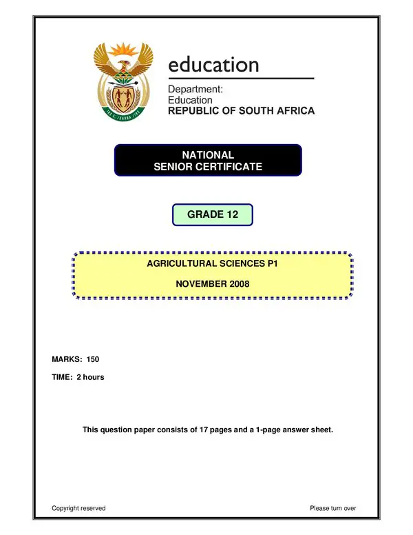 Grade 12 English past paper 2008 – Agricultural Mangement Practices Agricultural Management Practices P1 English