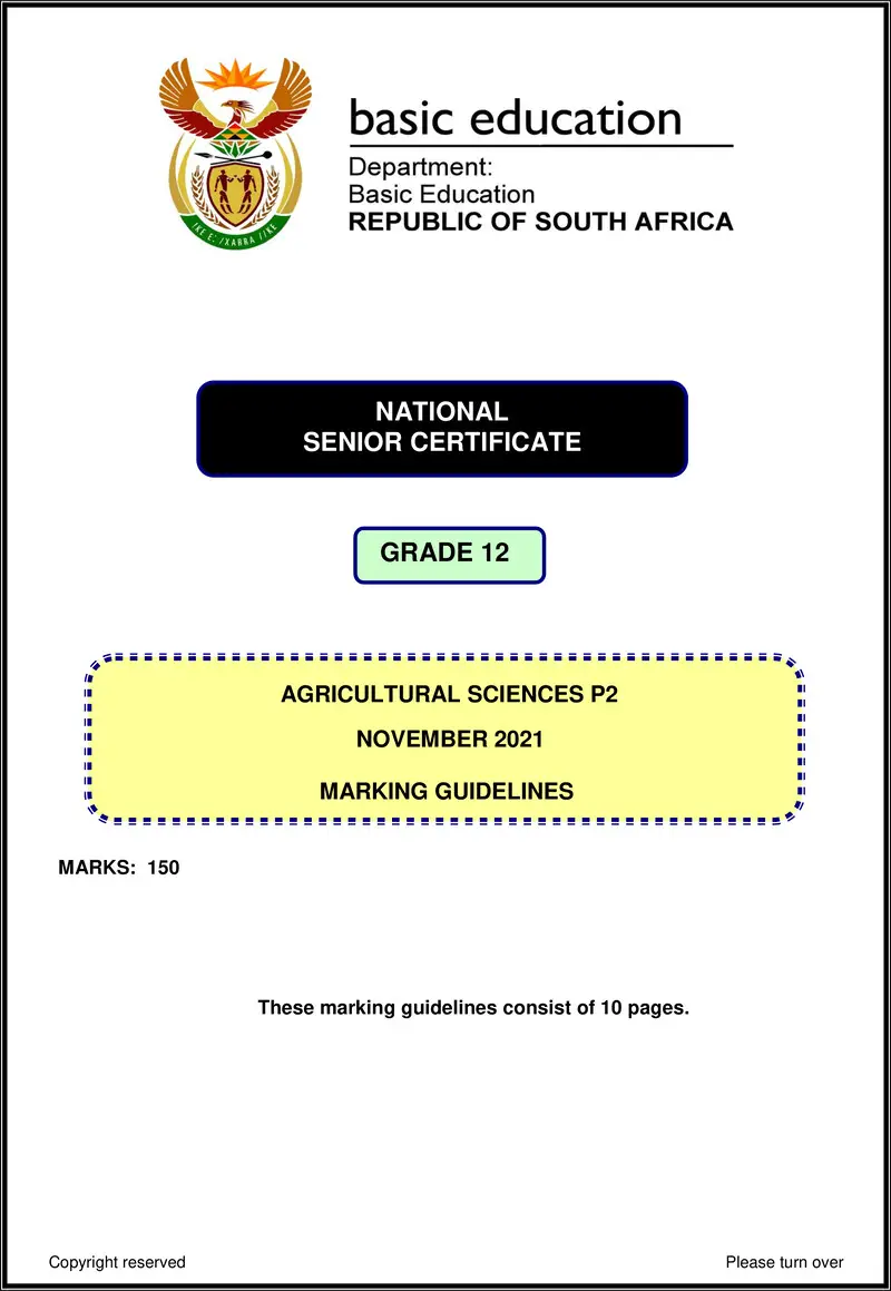 Grade 12 Agricultural Sciences past paper 2021 – agricultural sciences p2 nov 2021 mg eng gr12