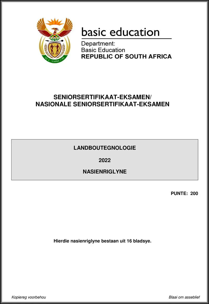 Grade 12 Landboutegnologie past paper 2022 – agricultural technology may june 2022 mg afr gr12