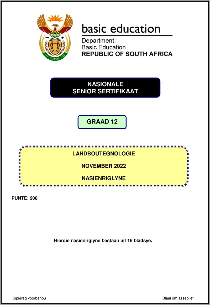 Grade 12 Landboutegnologie past paper 2022 – agricultural technology nov 2022 mg afr gr12