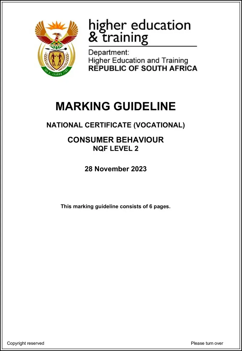 Consumer Behaviour L2 MEMO Nov 2023 preview