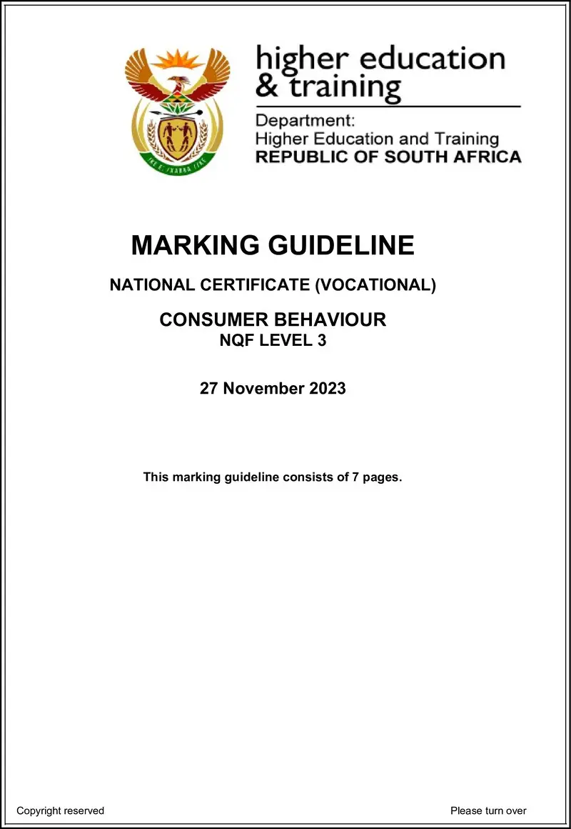 Consumer Behaviour L3 MEMO Nov 2023 preview