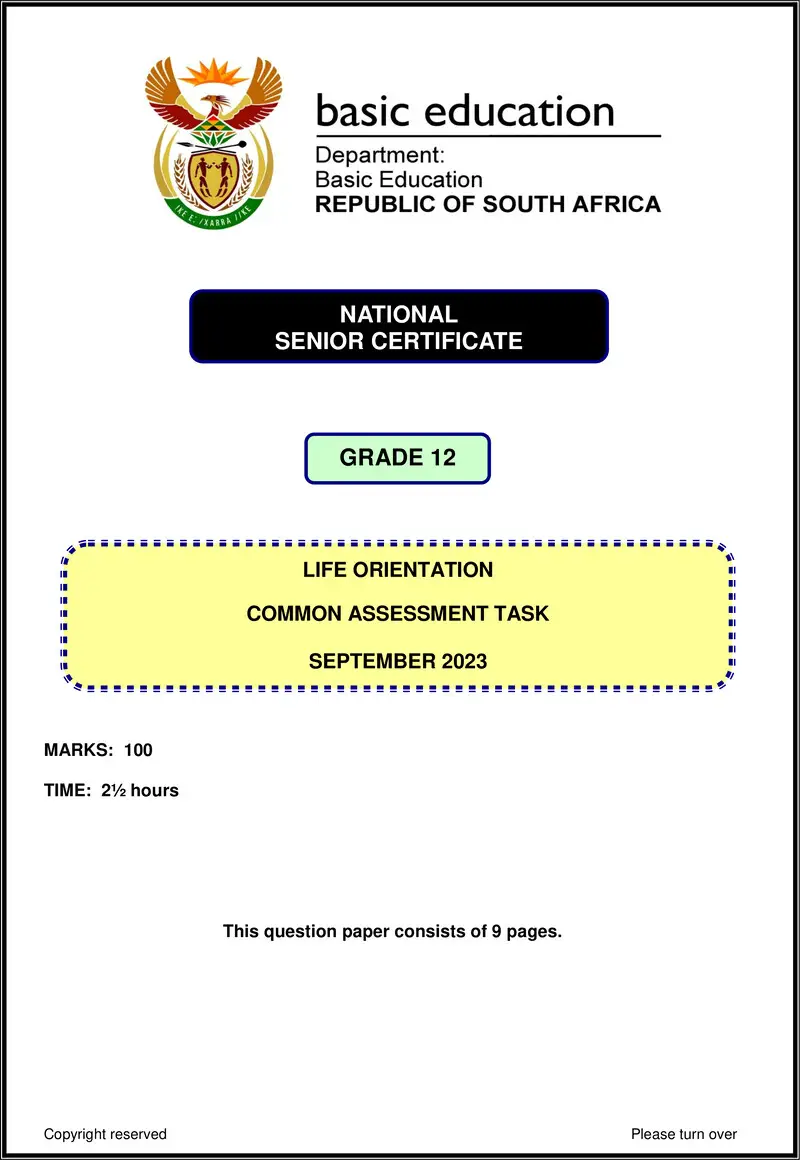 Grade 12 Life Orientation past paper 2023 – life orientation september 2023 eng gr12