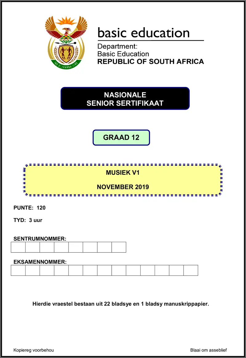 Grade 12 Music past paper 2019 – music p1 nov 2019 afr gr12