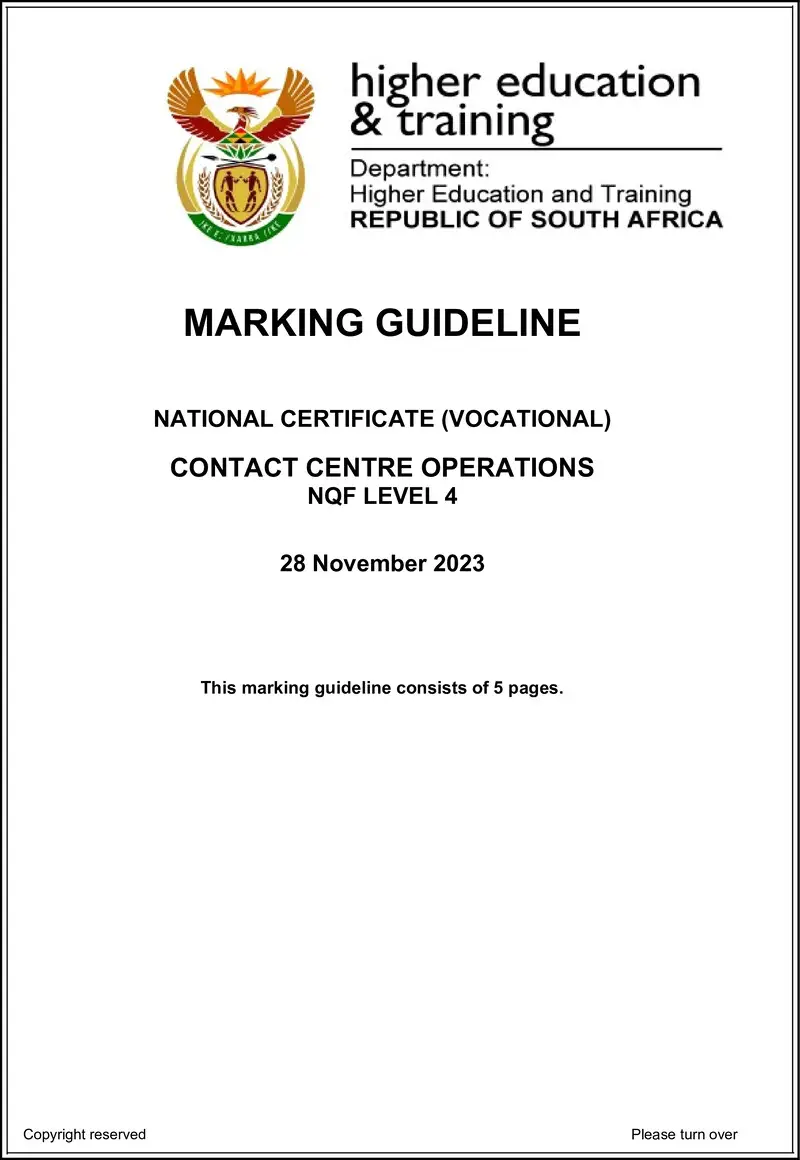 Contact Centre Operations L4 MEMO Nov 2023 preview