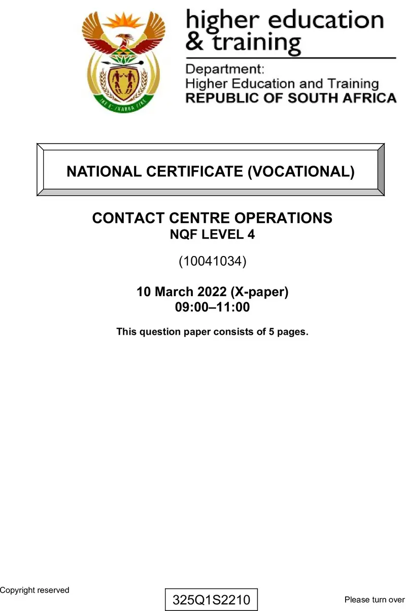 Contact Centre Operations L4 QP Supp Feb 2022 preview