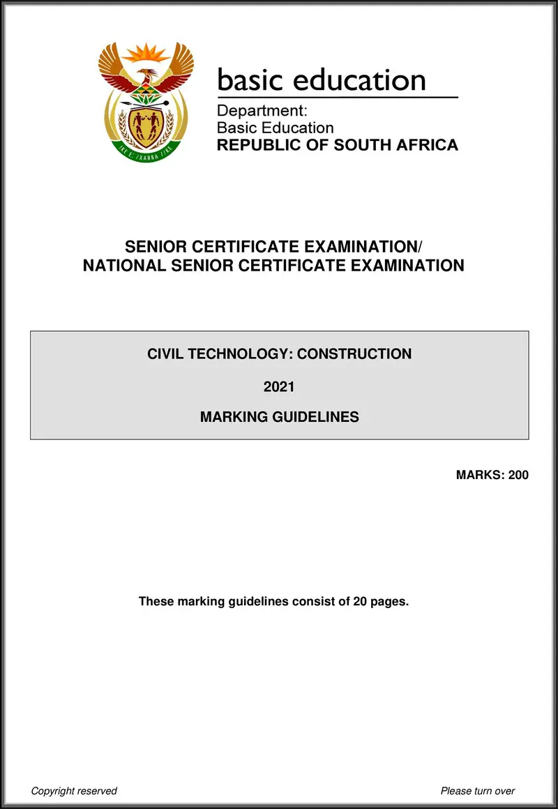 Grade 12 Civil Technology past paper 2021 – civil technology may june 2021 construction mg eng gr12