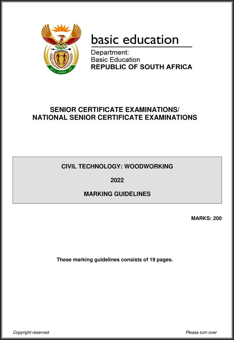 Grade 12 Civil Technology past paper 2022 – civil technology may june 2022 woodworking mg eng gr12
