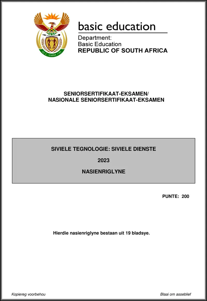 Grade 12 Civil Technology past paper 2023 – civil technology may june 2023 civil services mg afr gr12