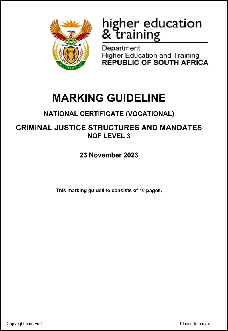 Criminal Justice Structures And Mandates L3 MEMO Nov 2023 preview