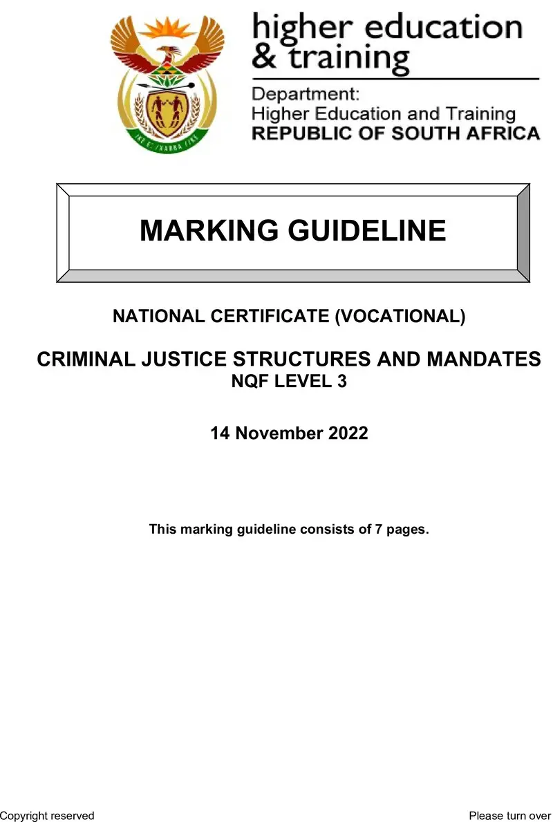 Criminal Justice Structures And Mandates L3 Nov MEMO 2022 preview
