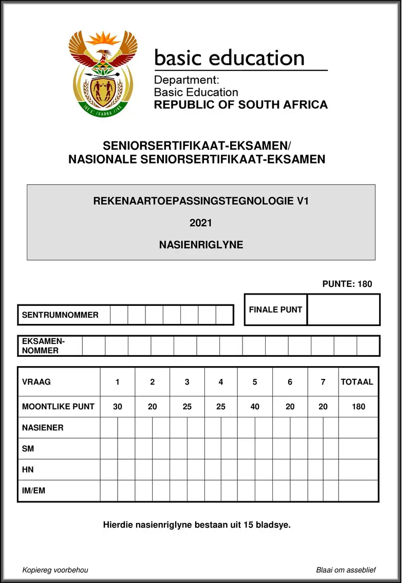 Grade 12 Rekenaartoepassingstegnologie past paper 2021 – computer application technology p1 may june 2021 mg afr gr12