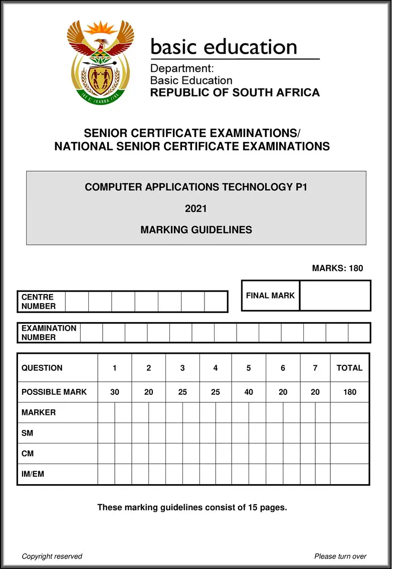 Grade 12 Computer Applications Technology past paper 2021 – computer application technology p1 may june 2021 mg eng gr12