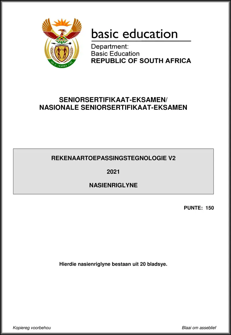 Grade 12 Rekenaartoepassingstegnologie past paper 2021 – computer application technology p2 may june 2021 mg afr gr12