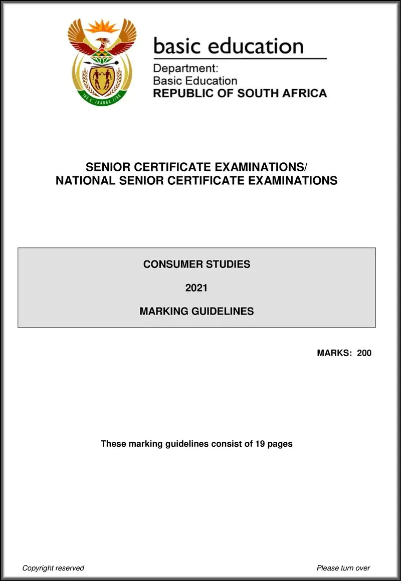 Grade 12 Consumer Studies past paper 2021 – consumer studies may june 2021 mg eng gr12