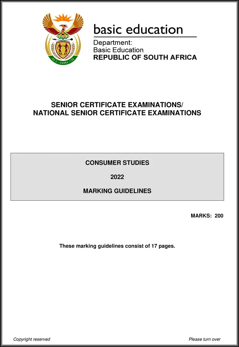 Grade 11 Consumer Studies past paper 2022 – consumer studies may june 2022 mg eng gr12