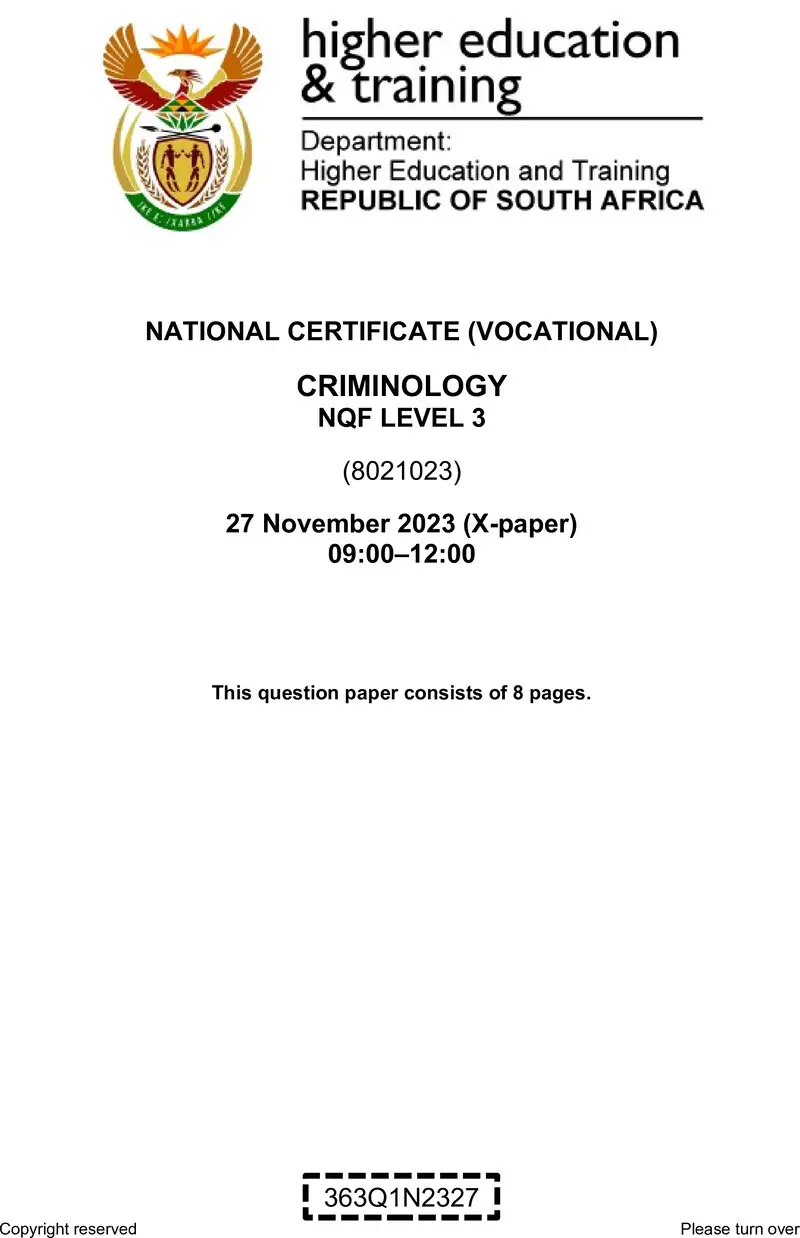 Criminology L3 QP Nov 2023 preview