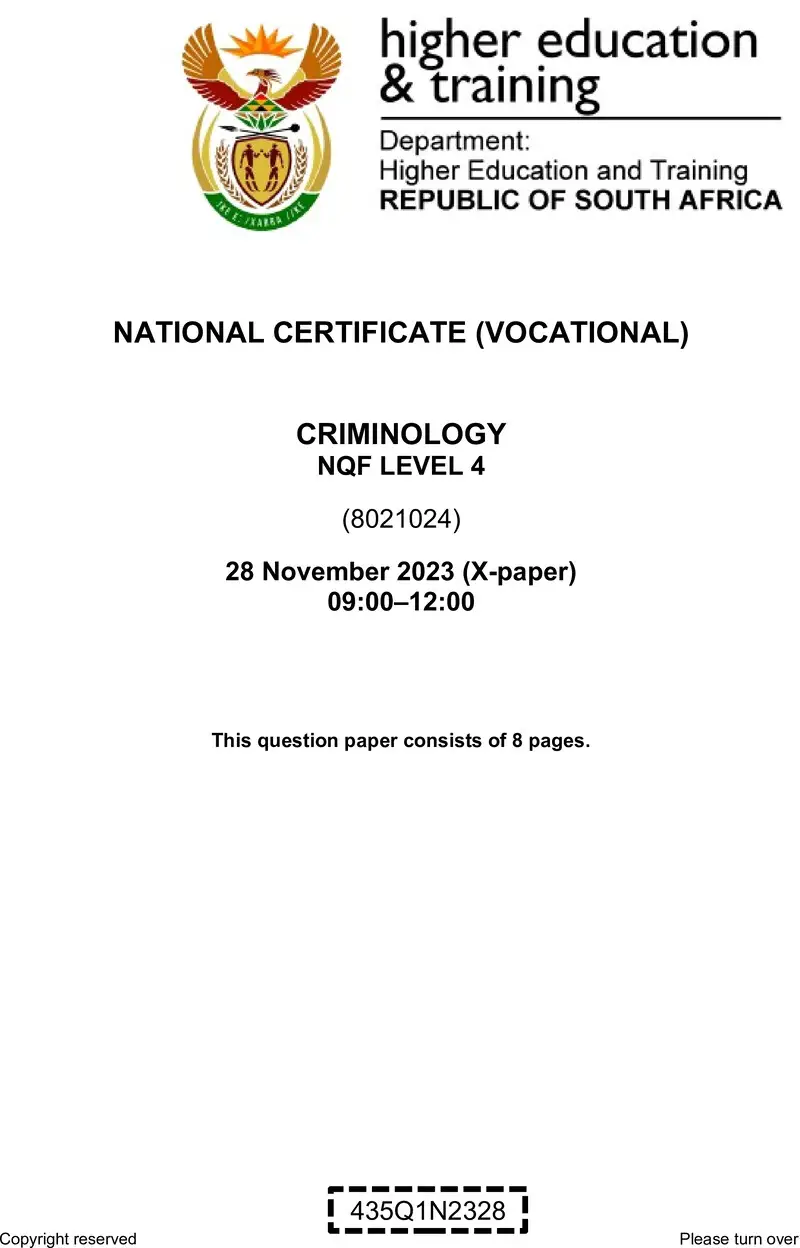 Criminology L4 QP Nov 2023 preview