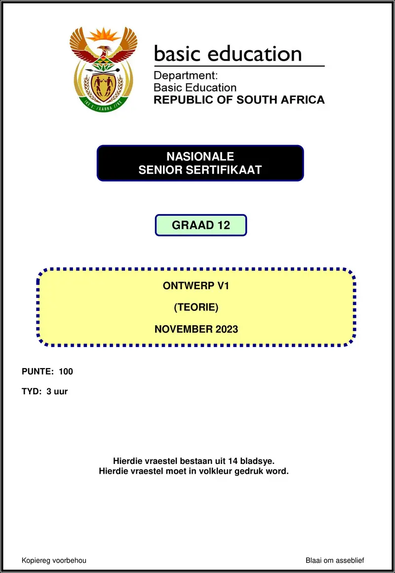 Grade 12 Ontwerp past paper 2023 – design p1 nov 2023 afr gr12