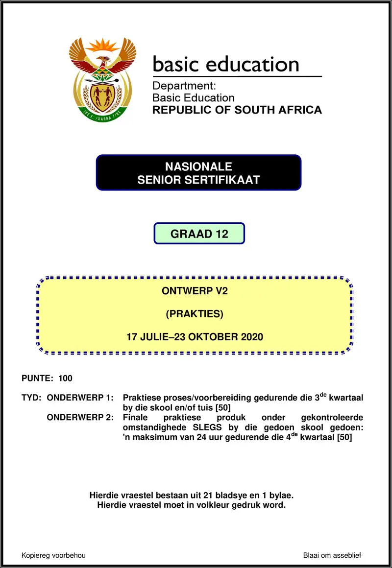 Grade 12 Ontwerp past paper 2020 – design p2 nov 2020 afr gr12