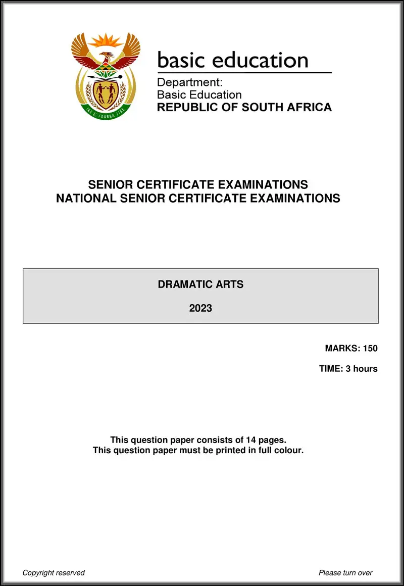 Grade 12 Dramatic Arts past paper 2023 – dramatic arts may june 2023 eng gr12