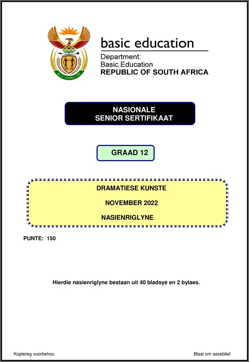 Grade 12 Dramatic Arts past paper 2022 – dramatic arts nov 2022 mg afr gr12