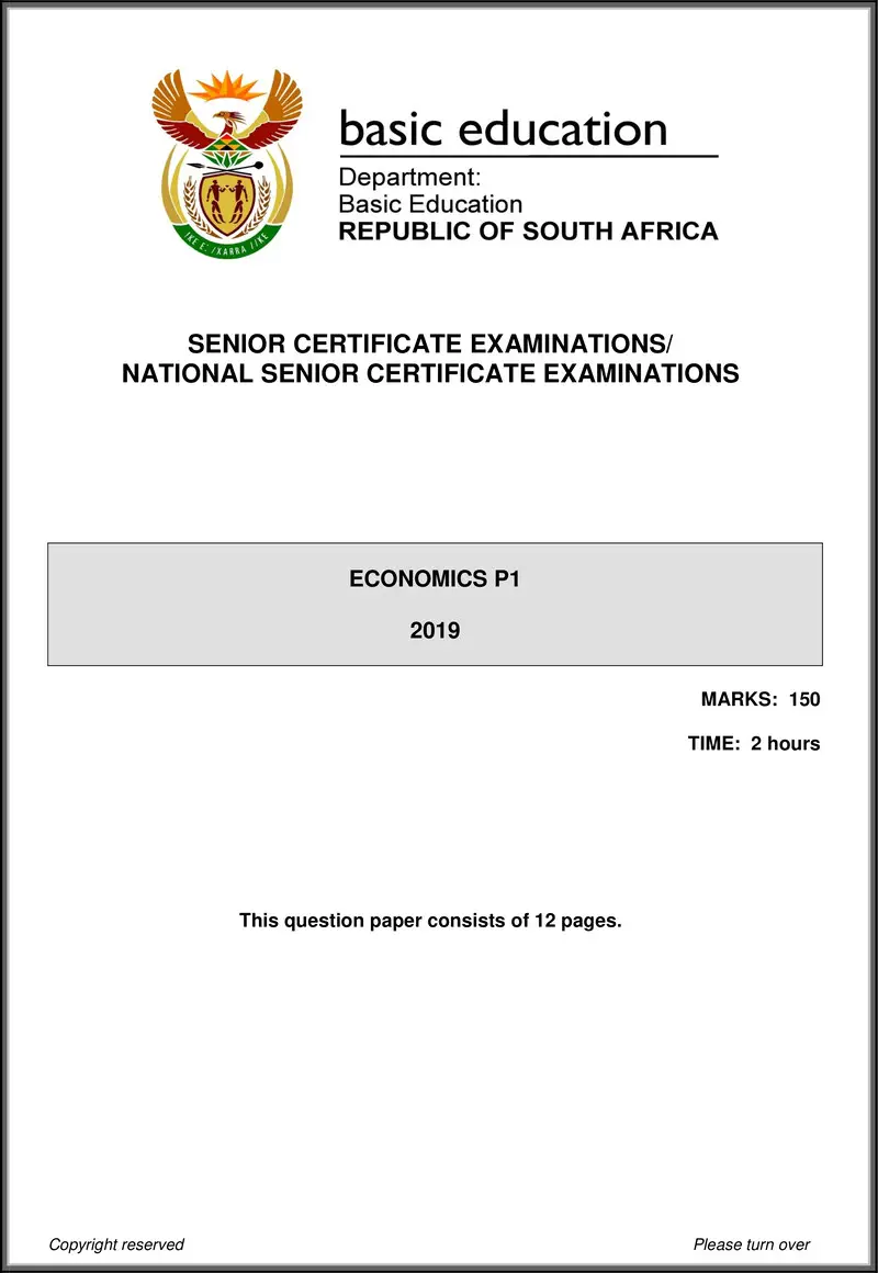 Grade 12 Economics past paper 2019 – economics p1 may june 2019 eng gr12