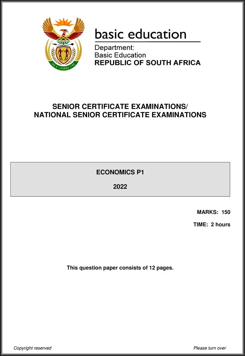 Grade 12 Economics past paper 2022 – economics p1 may june 2022 eng gr12