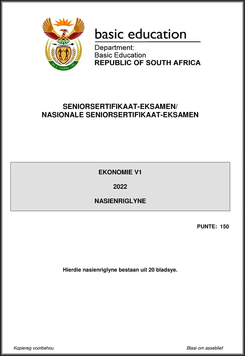 Grade 12 Economics past paper 2022 – economics p1 may june 2022 mg afr gr12