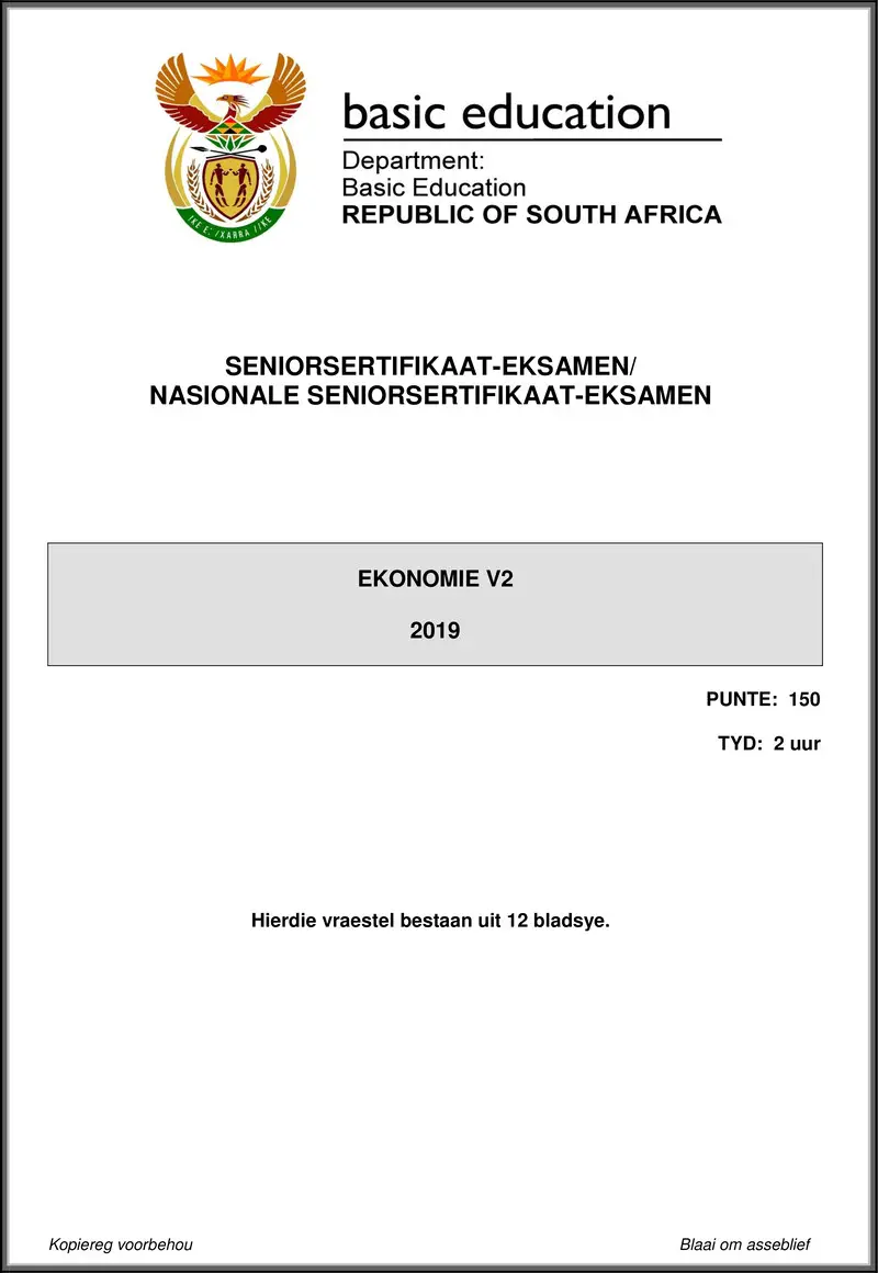 Grade 12 Economics past paper 2019 – economics p2 may june 2019 afr gr12