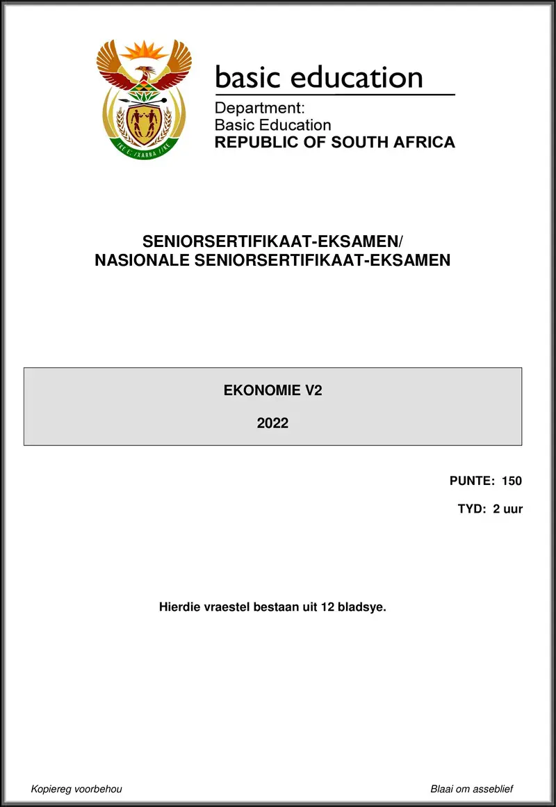 Grade 12 Economics past paper 2022 – economics p2 may june 2022 afr gr12