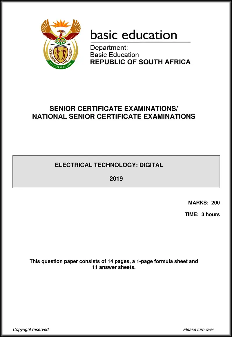 Grade 12 Electrical Technology past paper 2019 – electrical technology may june 2019 digital eng gr12